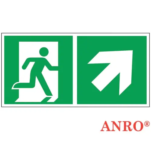 Znak ewakuacyjny „Kierunek do wyjścia w prawo i w górę (za drzwiami)” 150 x 300 Z-E002-3 ANRO